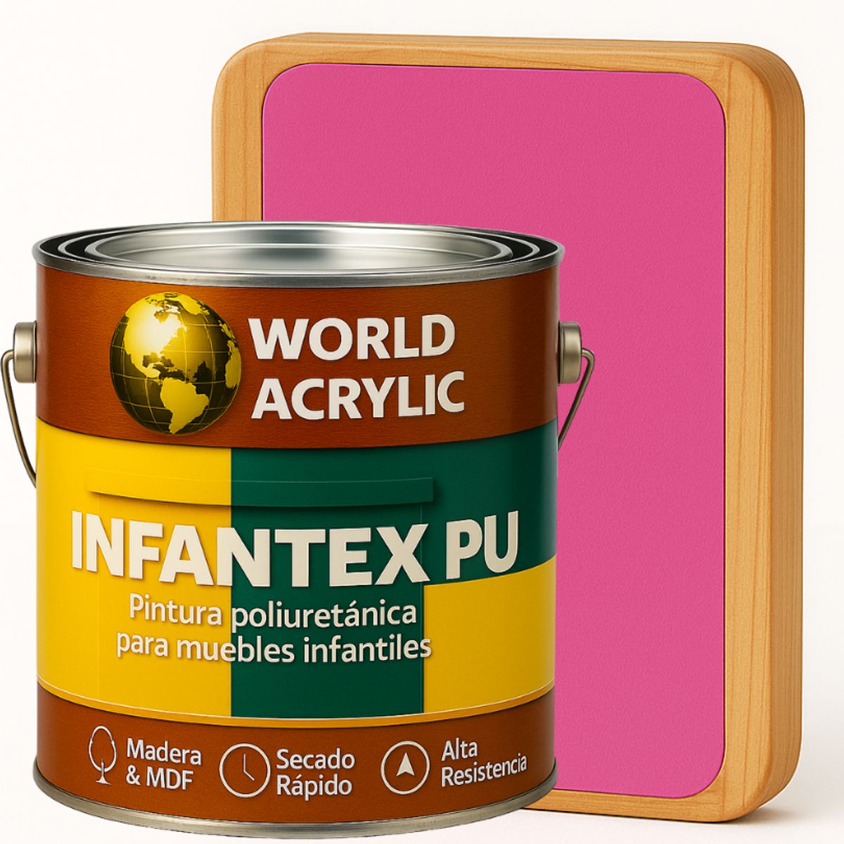 WORLD ACRYLIC - PINTURA MUEBLES INFANTEX PU MATE- MULTISUPERFICIES - GALON ROSA PRINCESA
