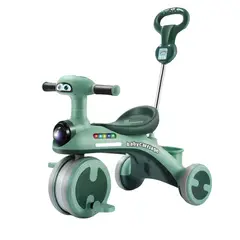 GENERICO - Triciclo 2 En 1 Para Niños Con Empujador Luces Música Azul