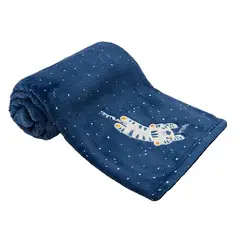 BAMBINO - Frazada Plush Blanca Azul Tigre