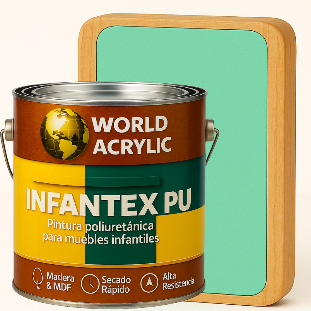 WORLD ACRYLIC - PINTURA MUEBLES INFANTEX PU MATE- MULTISUPERFICIES - GALON VERDE MENTA