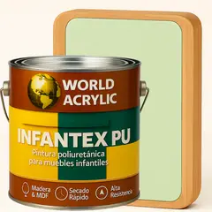 WORLD ACRYLIC - PINTURA MUEBLES INFANTEX PU MATE- MULTISUPERFICIES - GALON VERDE PISTACHO