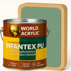 WORLD ACRYLIC - PINTURA MUEBLES INFANTEX PU MATE- MULTISUPERFICIES - GALON VERDE SALVIA