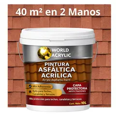 WORLD ACRYLIC - PINTURA - SELLO - IMPERMEABIZANTE - TEJAS ASFALTICA - TINETA 10L Rojo beige