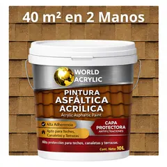 WORLD ACRYLIC - PINTURA - SELLO - IMPERMEABIZANTE - TEJAS ASFALTICA - TINETA 10L AMARILLO ARENA