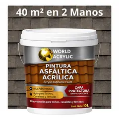WORLD ACRYLIC - PINTURA - SELLO - IMPERMEABIZANTE - TEJAS ASFALTICA - TINETA 10L GRIS BEIGE