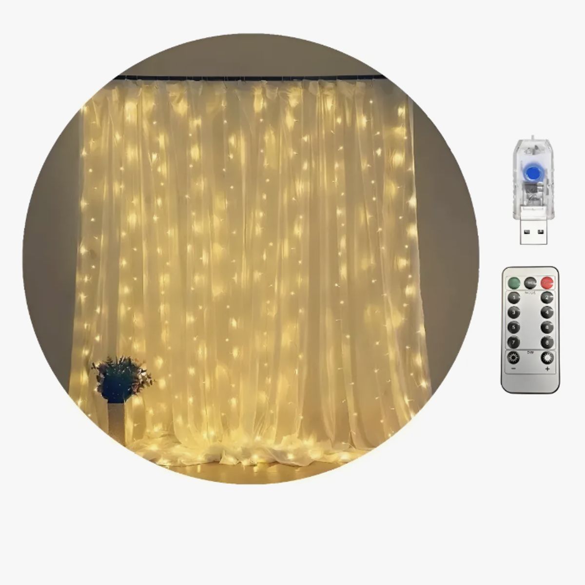 OKAY - Cascada Luces Guirnalda Cortina Led Navidad Eventos Boda Luces Amarillo