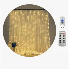 OKAY - Cascada Luces Guirnalda Cortina Led Navidad Eventos Boda Luces Amarillo