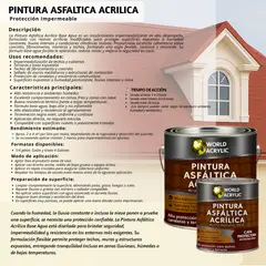 WORLD ACRYLIC - PINTURA - SELLO - IMPERMEABIZANTE - TEJAS ASFALTICA - TINETA 10L GRIS CUARZO