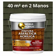 WORLD ACRYLIC - PINTURA - SELLO - IMPERMEABIZANTE - TEJAS ASFALTICA - TINETA 10L VERDE BOTELLA