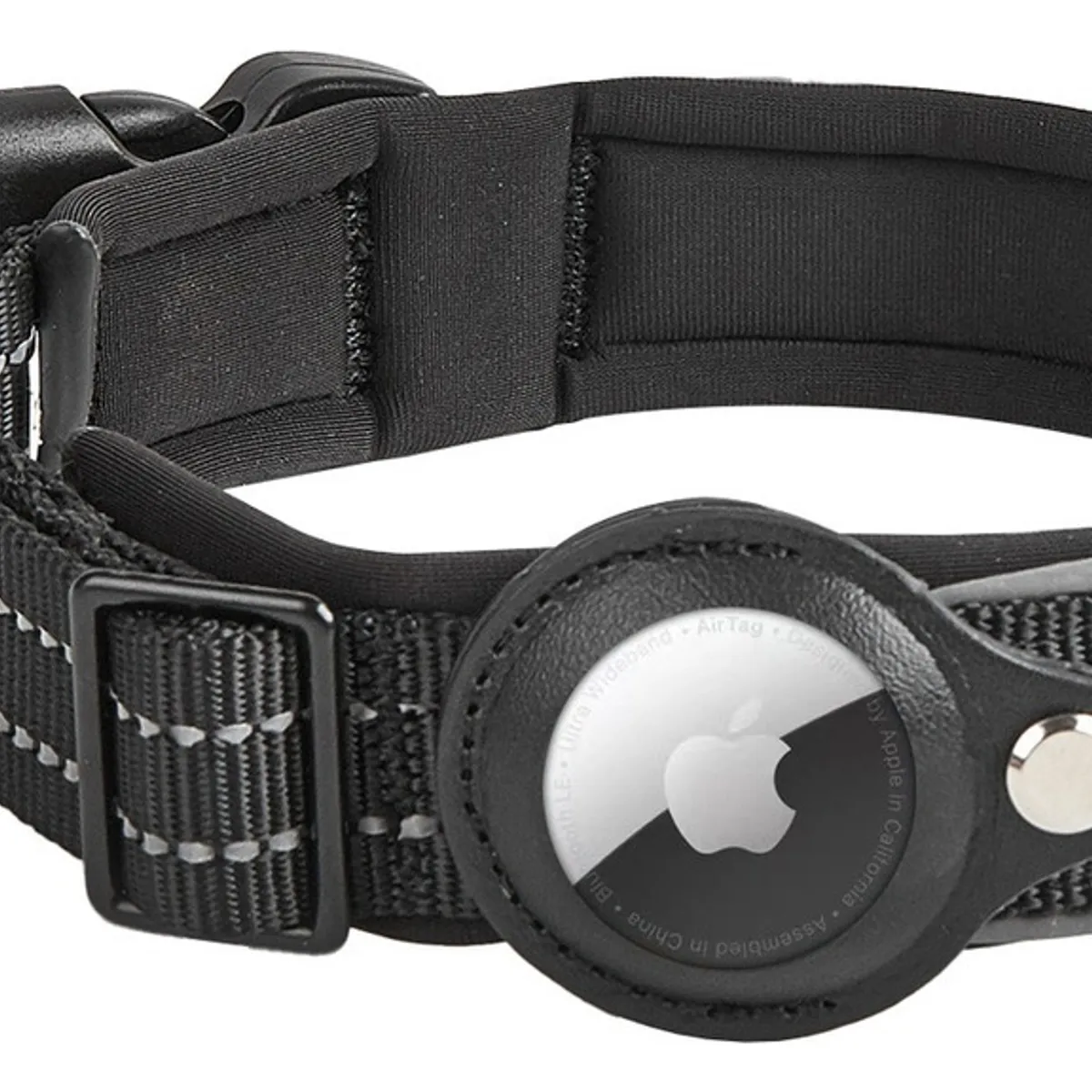 HOOPET - Collar Con Funda Airtag Para Perros O Gatos Mascotas - Negro MEDIUM
