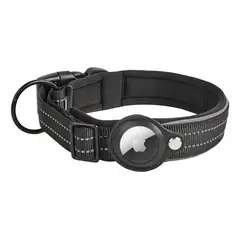 HOOPET - Collar Con Funda Airtag Para Perros O Gatos Mascotas - Negro LARGE
