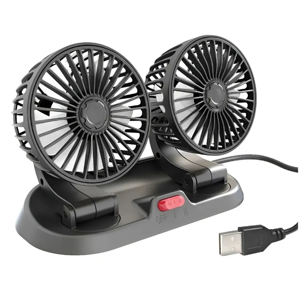 Ventilador Doble Usb Auto Casa Oficina 360° Rotación, marca GENERICO - Foto Principal