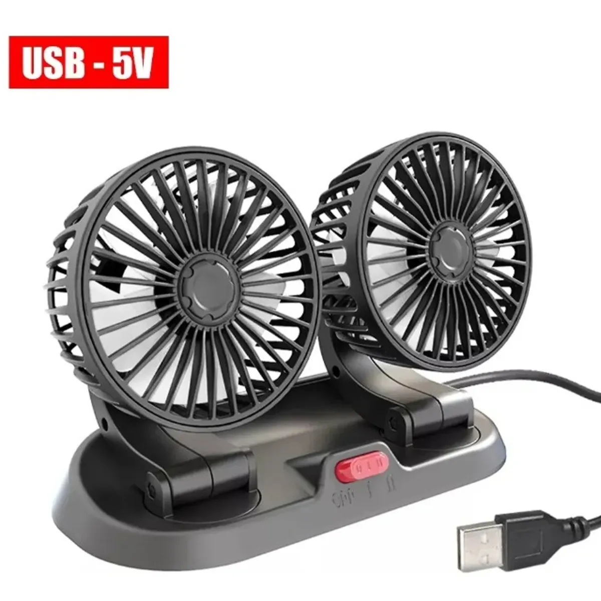 Ventilador Doble Usb Auto Casa Oficina 360° Rotación, marca GENERICO - Foto 2