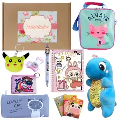 GENERICO - Set de regalo con libreta peluche + papelería kawaii niña