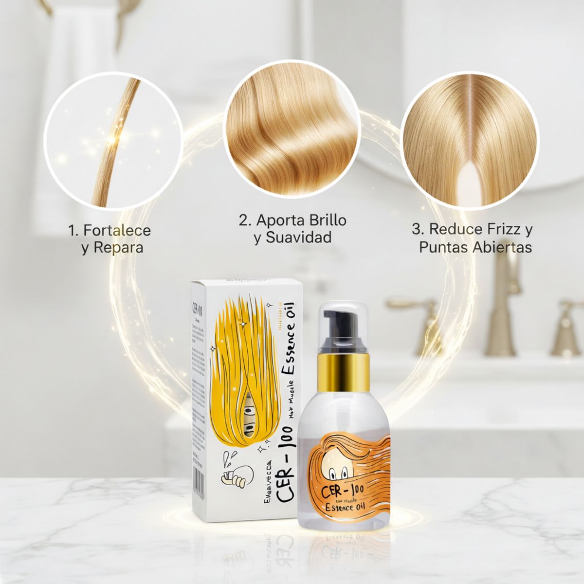 ELIZAVECCA - Aceite Reparador Capilar CER-100 con Argán y Almendra Elizavecca