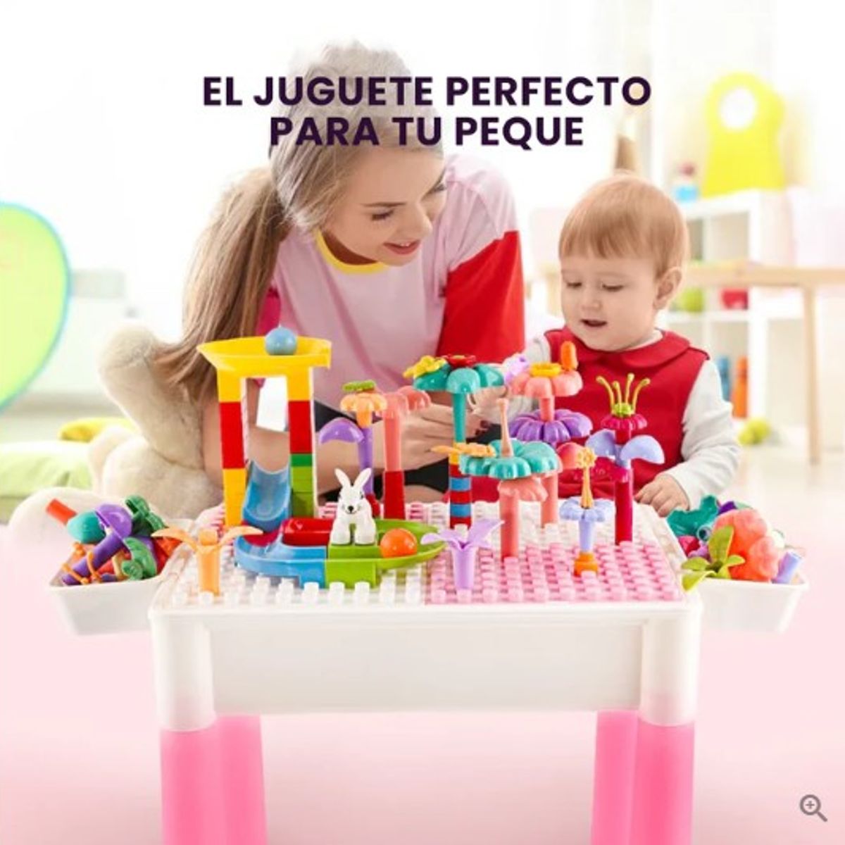 GENERICO - MESA DE LEGO DIDACTICA 89 PZS DE NIÑA CON SILLA