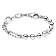 GENERICO - Pulsera de Plata 925 con Cuentas y Eslabones