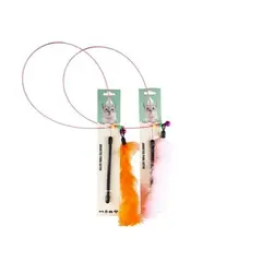 GENERICO - Juguete para gato varita de hierro larga de alambre con plumas