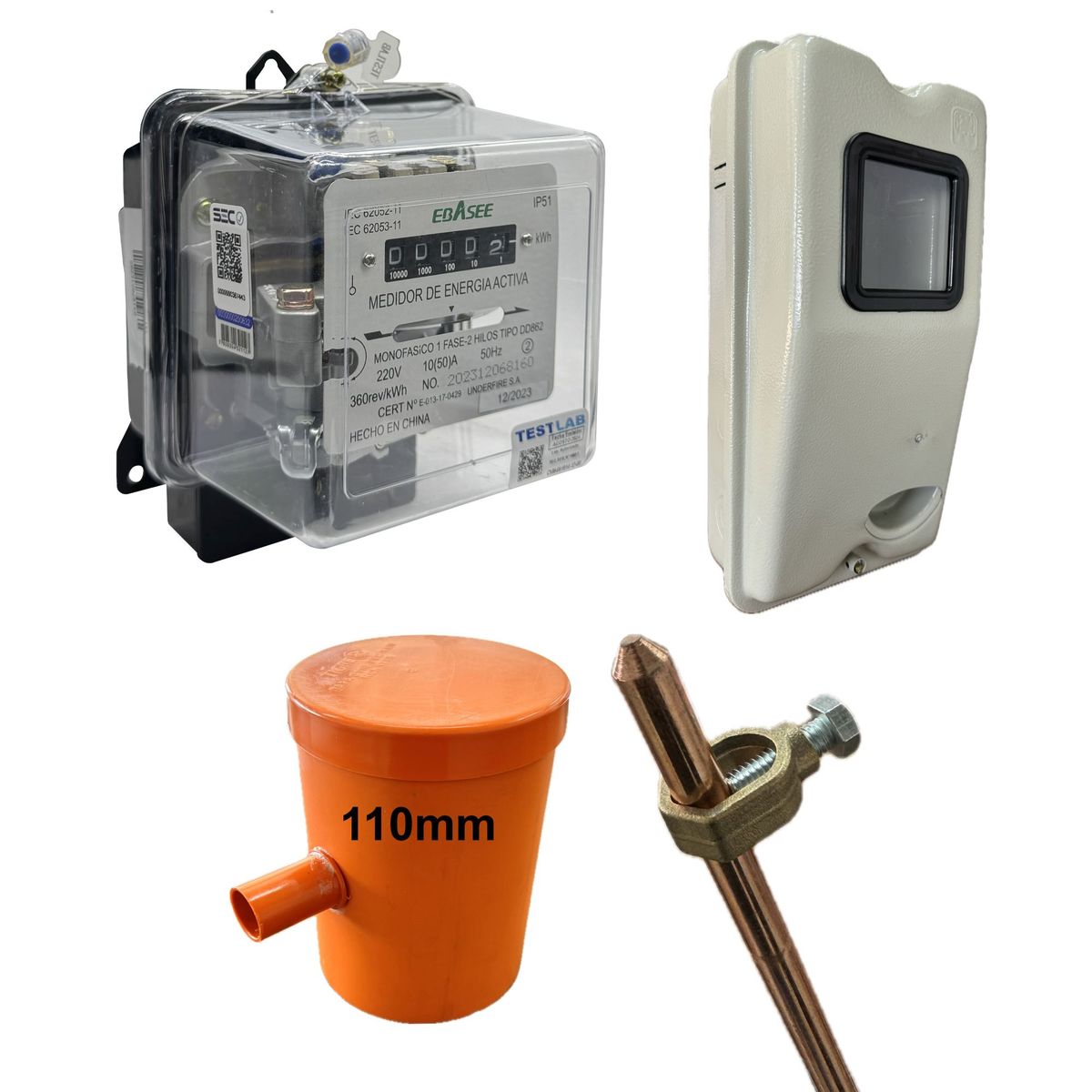Pack Medidor Monofasico + Caja Empalme + Kit Tierra 110mm, marca GENERICO - Foto Principal