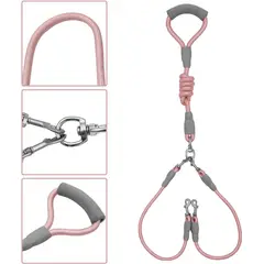 HOOPET - Correa Doble Reforzada Para Perros Mascotas - ROSADA