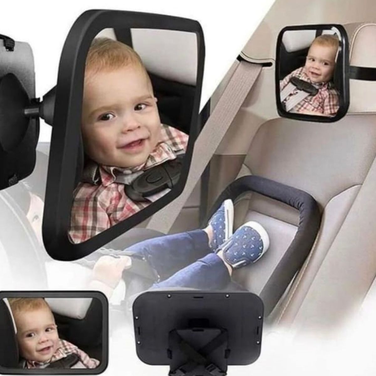 GENERICO - ESPEJO RETROVISOR DE BEBE PARA AUTO 360° COLOR NEGRO
