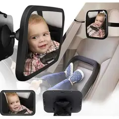 GENERICO - ESPEJO RETROVISOR DE BEBE PARA AUTO 360° COLOR NEGRO