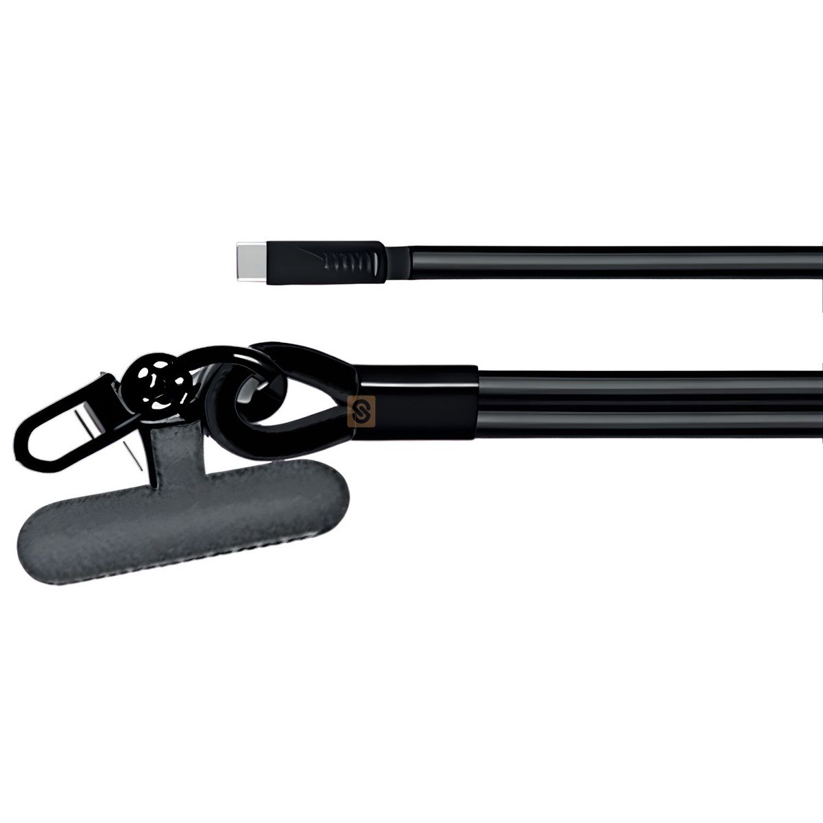 GENERICO - Colgante Smartphone USB-C a USB-C Carga Rápida Negro - SC