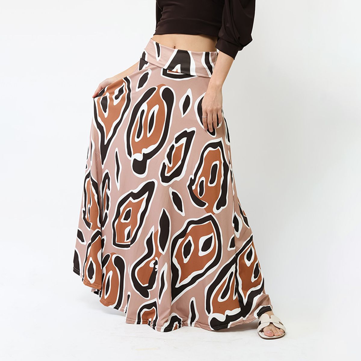 NATALIA SEGUEL - Falda Martina Animalprint Beige Café  Natalia Seguel