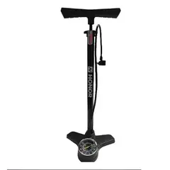 GENERICO - Bombín Portátil De Pie Con Manómetro + Adaptadores Color Negro