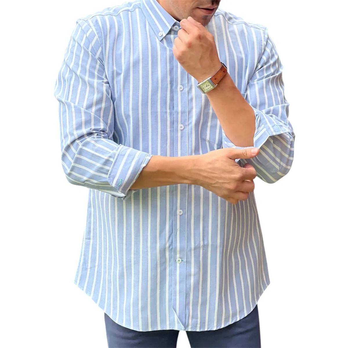 CORRALERO SASTRERIA - Camisa Roja Casual Rayada Slim Fit- Modern Design