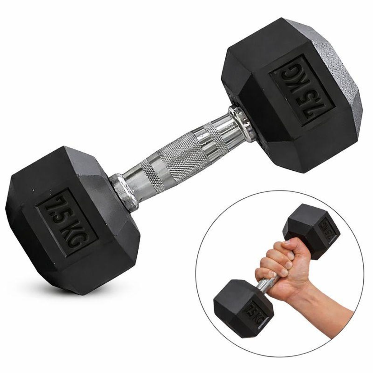 GENERICO - Mancuerna Profesional Hexagonal 7.5kg Fitness  Alta Densidad