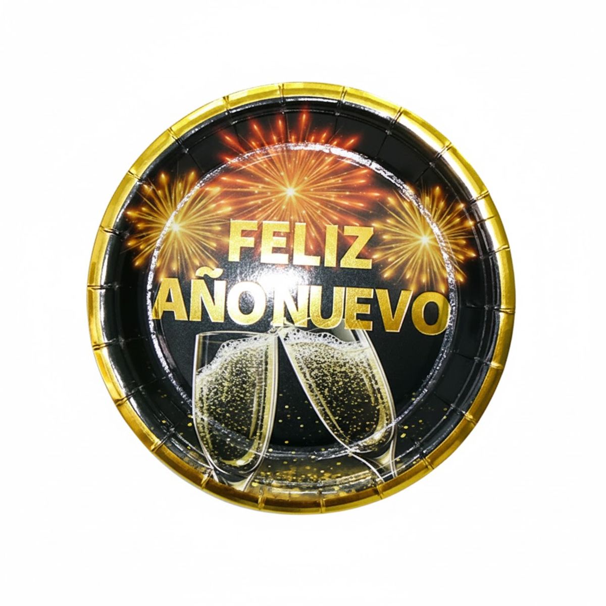 GENERICO - Platos De Carton Feliz Año Nuevo 6pcs 18cm