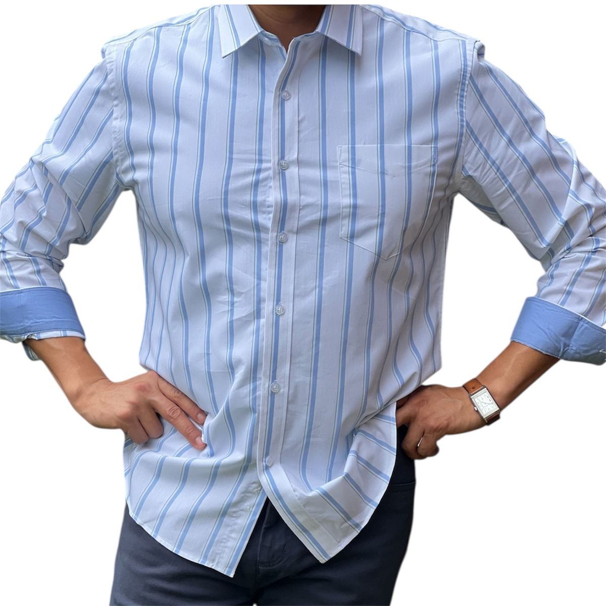 CORRALERO SASTRERIA - Camisa Roja Casual Rayada Slim Fit- Modern Design