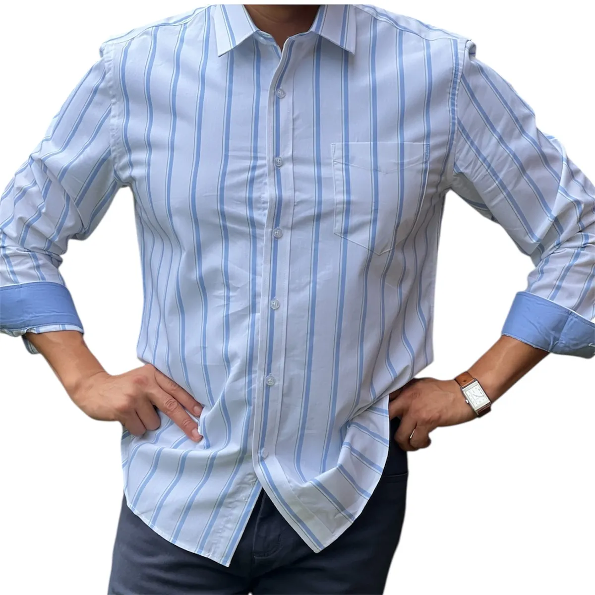 CORRALERO SASTRERIA - Camisa Roja Casual Rayada Slim Fit- Modern Design