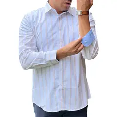 CORRALERO SASTRERIA - Camisa Roja Casual Rayada Slim Fit- Modern Design