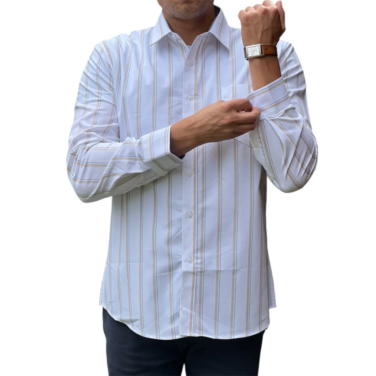 CORRALERO SASTRERIA - Camisa Roja Casual Rayada Slim Fit- Modern Design