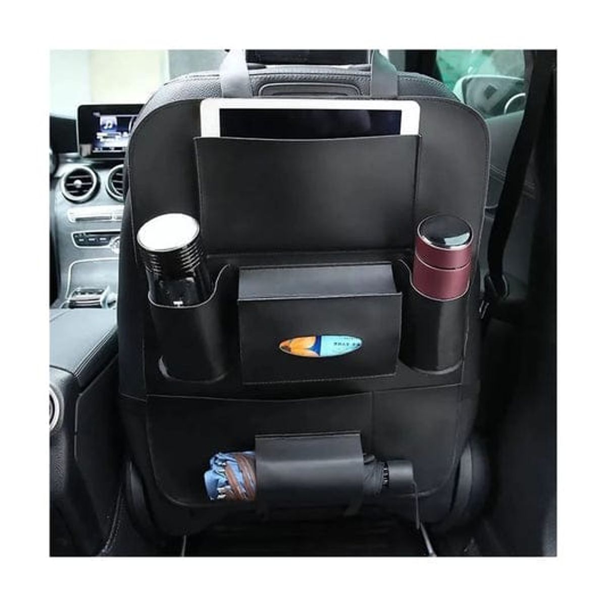 GENERICO - ORGANIZADOR DE AUTO RESPALDAR DE ASIENTO TRASERO COLOR NEGRO