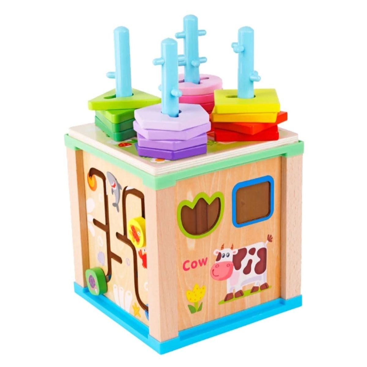 GENERICO - Cubo Didáctico Aprende De Madera Montessori Niños Infantil