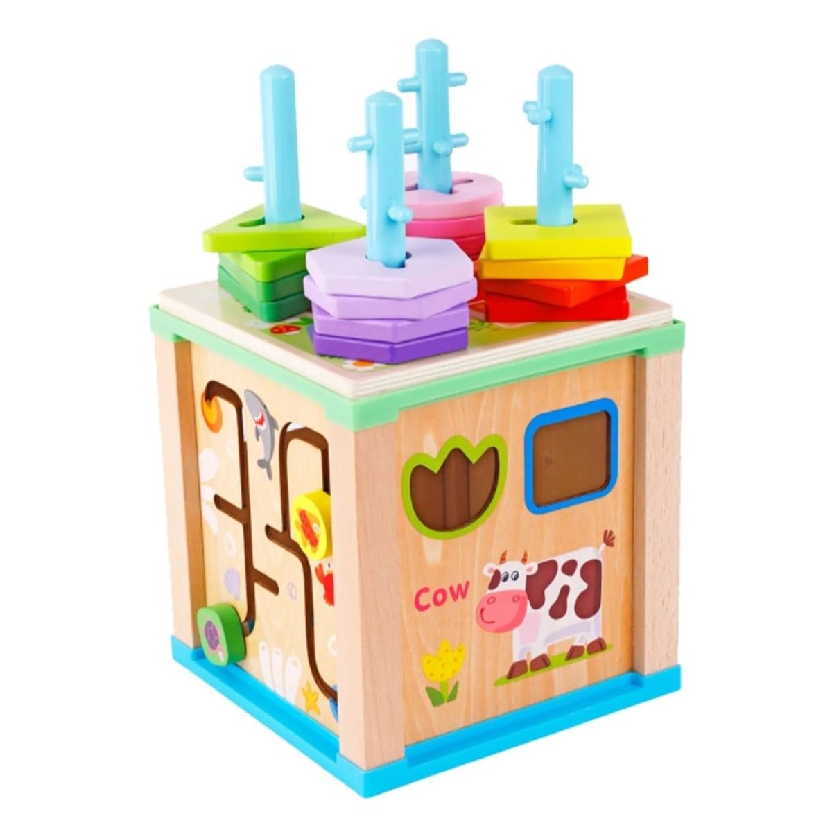 GENERICO - Cubo Didáctico Aprende De Madera Montessori Niños Infantil