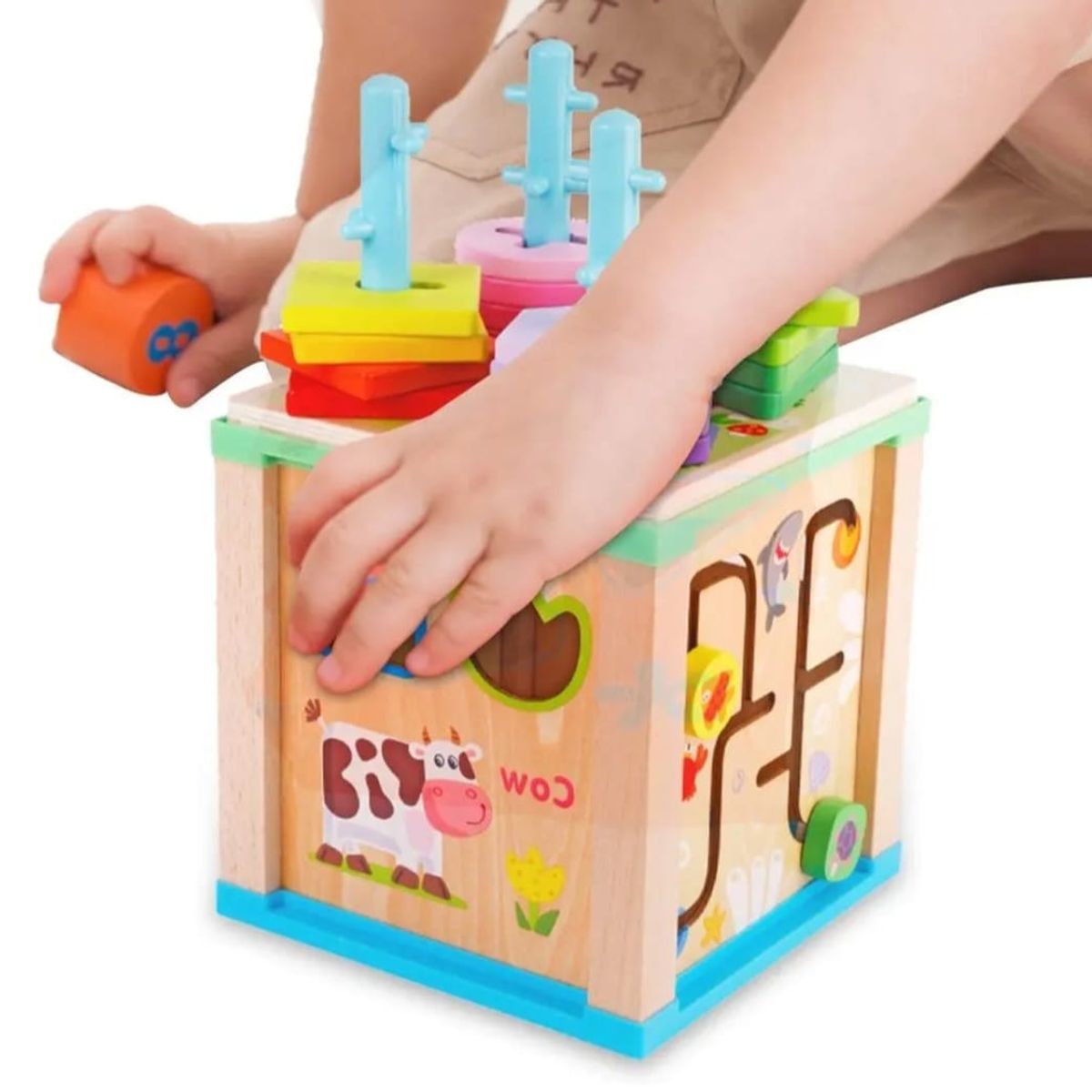 GENERICO - Cubo Didáctico Aprende De Madera Montessori Niños Infantil