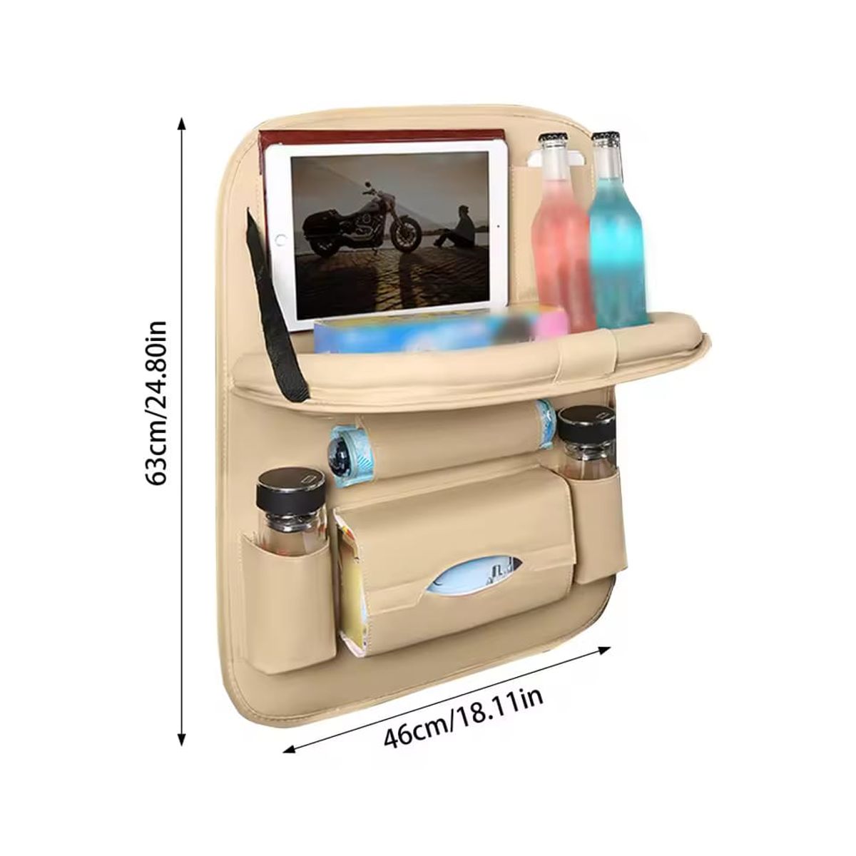 GENERICO - ORGANIZADOR DE AUTO RESPALDAR DE ASIENTO TRASERO COLOR BEIGE