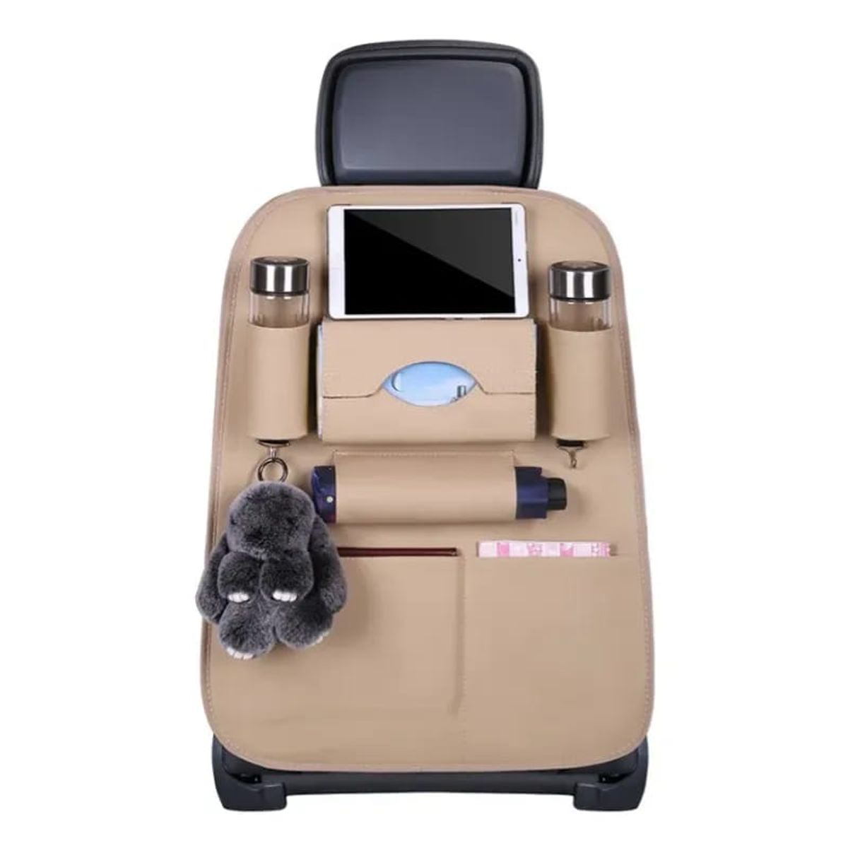 GENERICO - ORGANIZADOR DE AUTO PARA   ASIENTO TRASERO COLOR BEIGE
