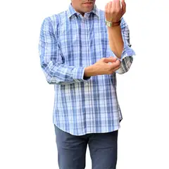 CORRALERO SASTRERIA - Camisa Roja Casual Rayada Slim Fit- Modern Design