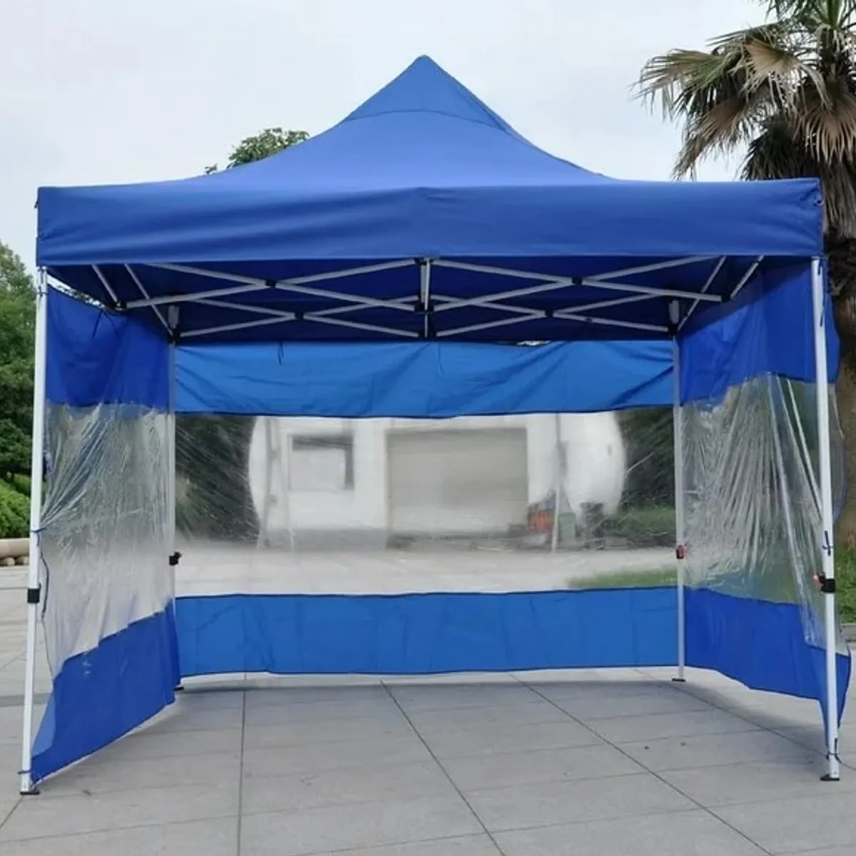 GENERICO - LATERAL DE LONA AZUL TRANSPARENTE IMPERMEABLE DE 3X3 METROS