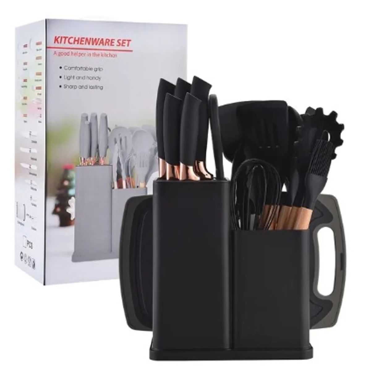 GENERICO - SET DE UTENSILIOS PARA COCINA DE SILICONA CON 19 PIEZAS