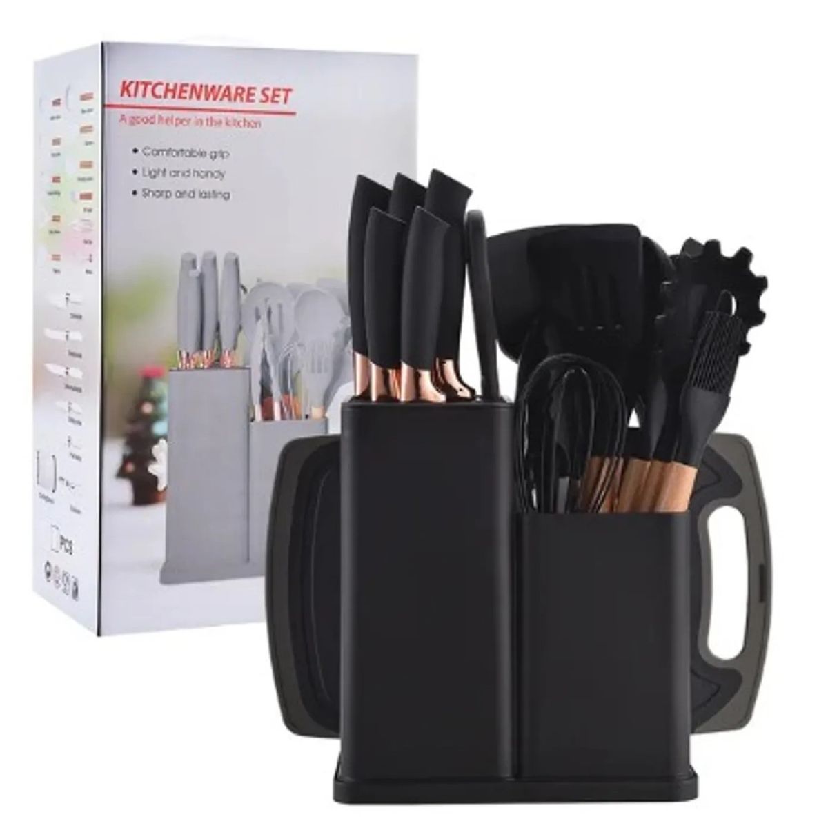 GENERICO - SET DE UTENSILIOS PARA COCINA DE SILICONA CON 19 PIEZAS