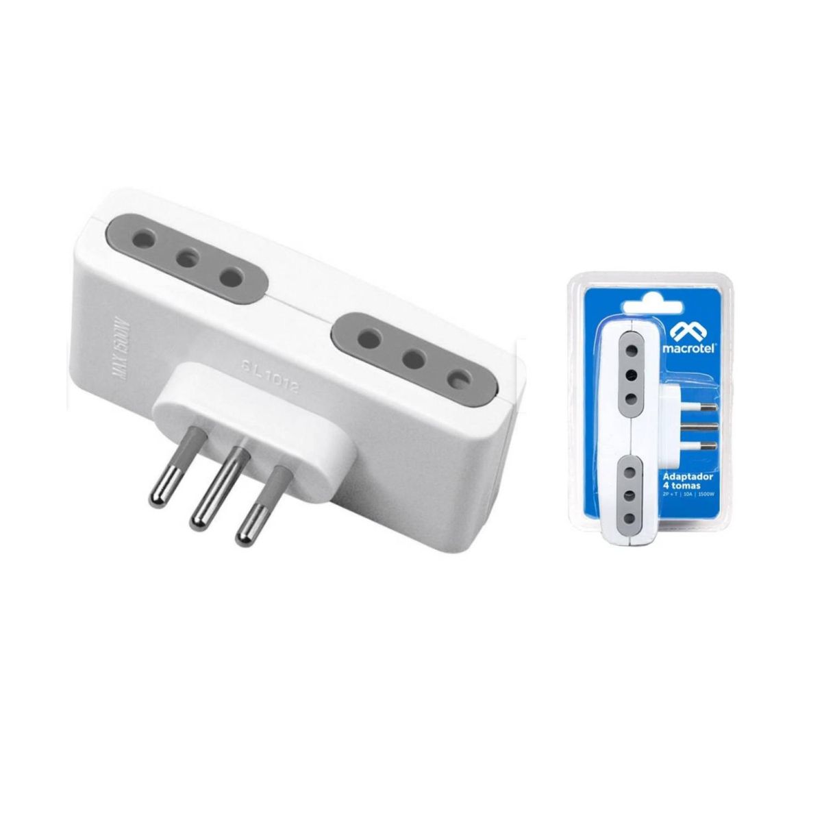 MACROTEL - Adaptador Enchufe 4 Socket 4 Tomas Blanco