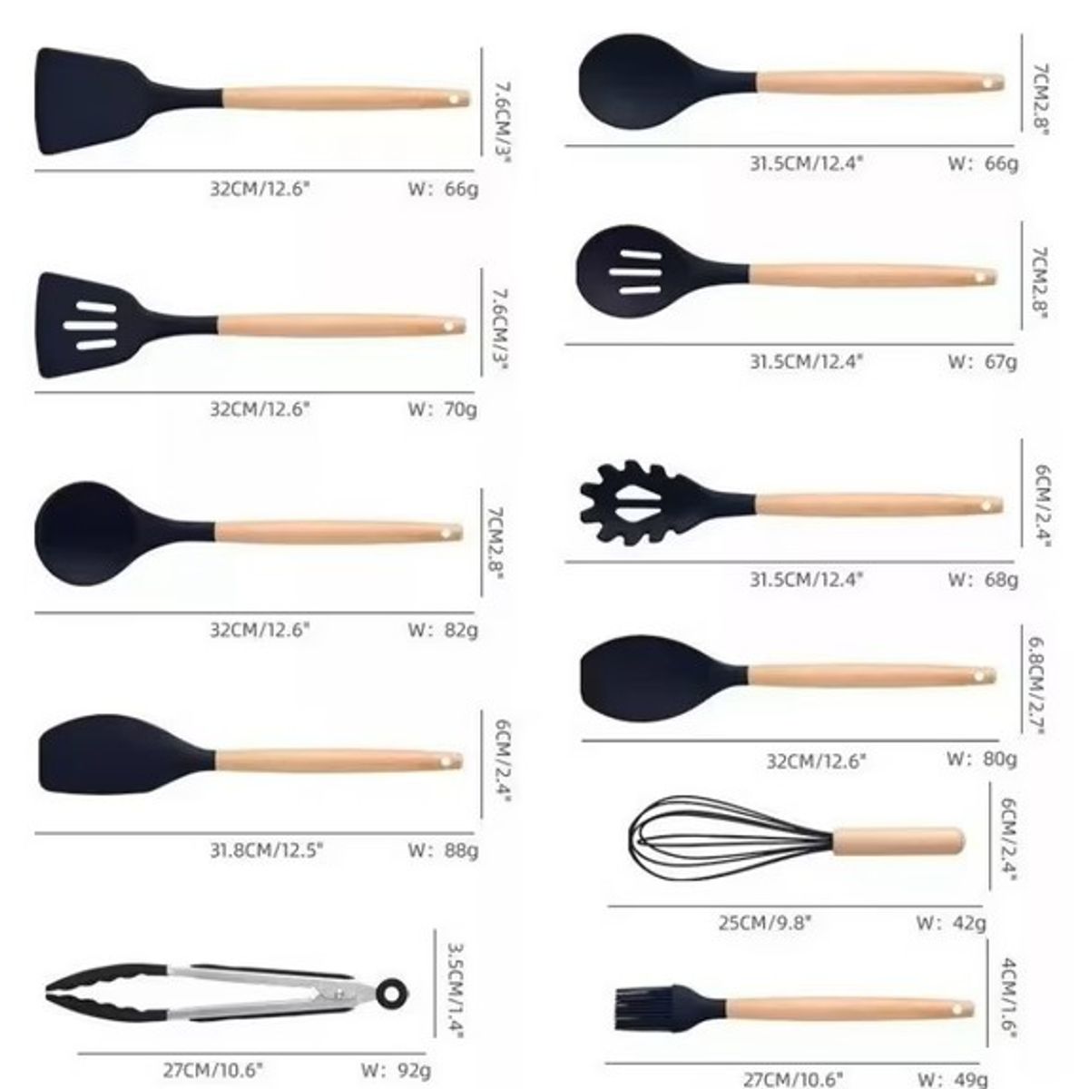 GENERICO - SET DE UTENSILIOS PARA COCINA DE SILICONA CON 19 PIEZAS