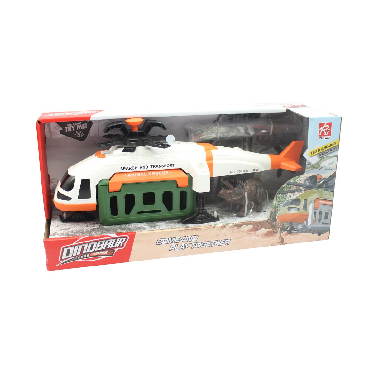 DBLUE - Juguete Helicóptero Transp Dinosaurio Sonido Rescate DBG1672