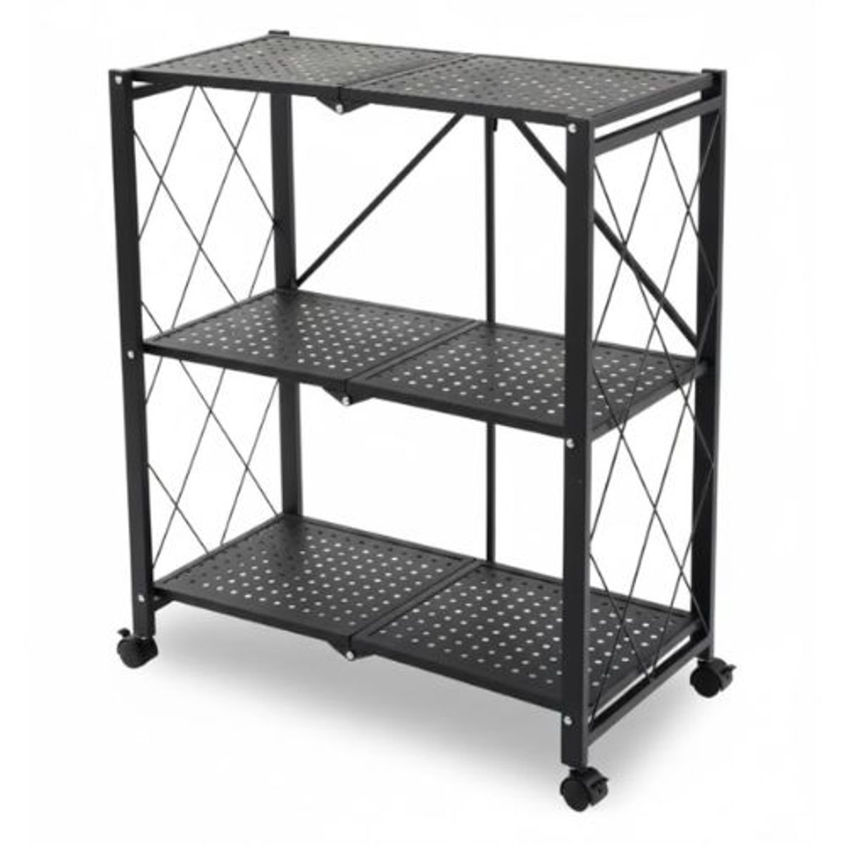 GENERICO - Estante Plegable Organizador Multiusos 3 Niveles Con Ruedas